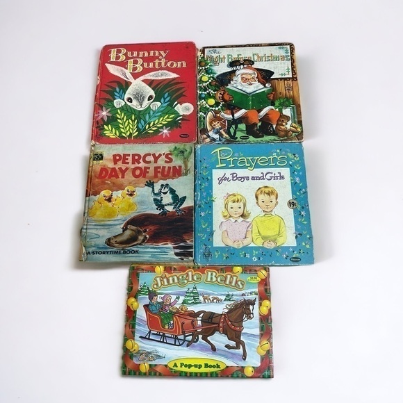 Vintage Children’s Book Bundle Percy’s Day of Fun Bunny Button Prayers - Picture 1 of 4